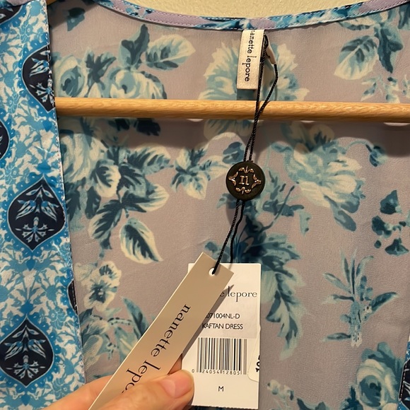 NWT (XS) Nanette Lepore swim wrap in lilac turquoise gold fringe tassels kaftan - Picture 7 of 14